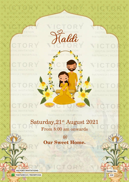 "Regal Indian-Hindu Wedding Invitation with Delightful Doodles and Intricate Patterns
