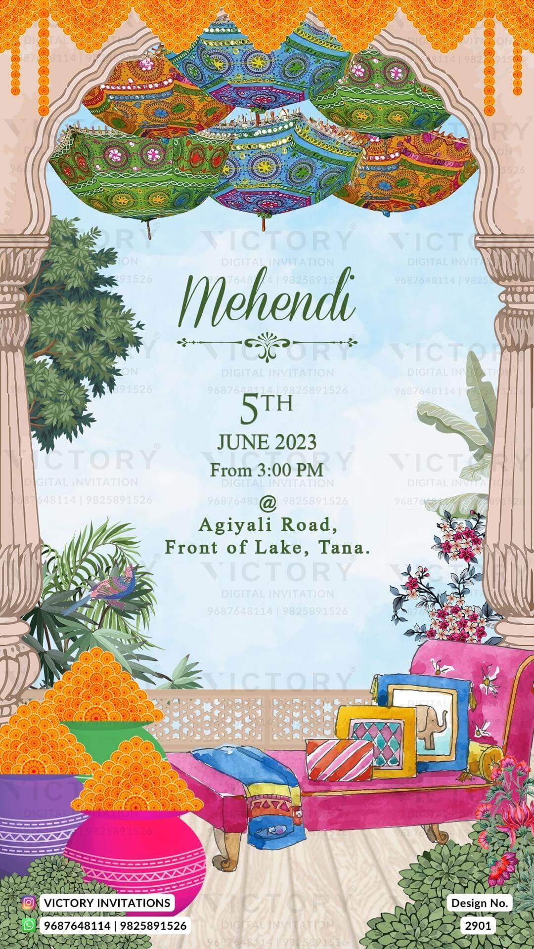 Blue and Ivory Whimsical Vintage Theme Indian Online Wedding Invites with Sikh Wedding Illustration, Design no. 2901