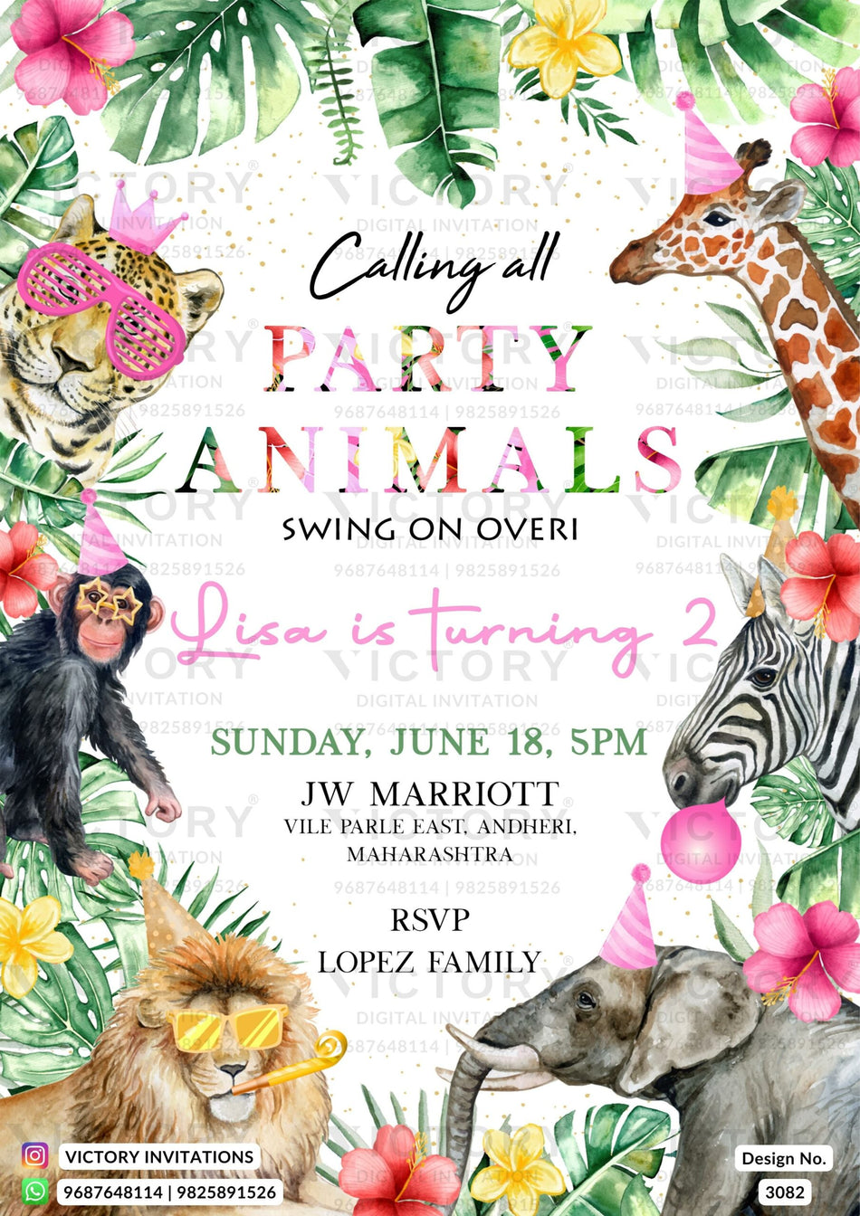 Birthday party digital invitation card design No. 3082