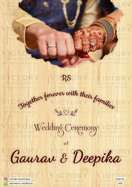 Wedding ceremony invitation card of hindu punjabi haryanvi family in English language with floral theme design 1638