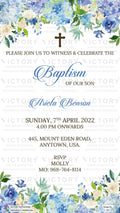 Baptism ceremony invitation card in english language with flowers, leaves as floral theme design 319