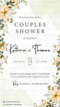 A Mesmerizing Green-White Backdrop Hues and Lush Orangey Floral Delights in a Digital Wedding Invitation Design 3196