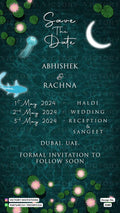 Save the Date card in english language with sea theme design 3280