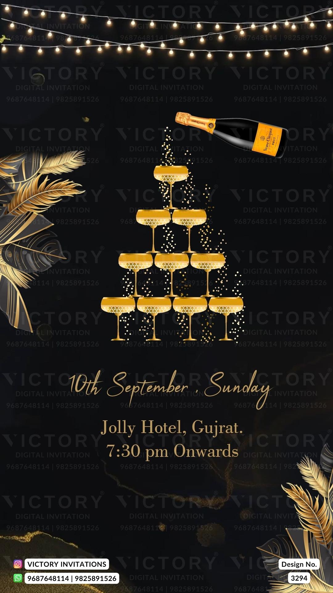 Bachelor Party digital invitation card Design No. 3294