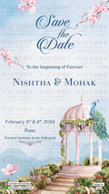 Save the Date card in english language with classic theme design 3362