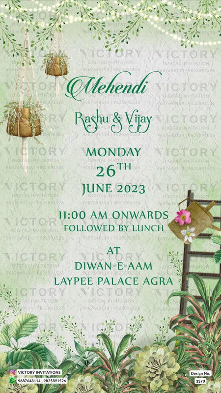 Mehendi Ceremony digital invitation Card Design No. 3370