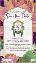 Save the Date card in english language with peacock as traditional theme design 3471