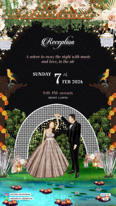 Wedding ceremony invitation card of hindu punjabi sikh family in English language with Royal theme design 3481