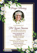 Funeral invitation card in english language with flowers, frame as floral theme design 3487