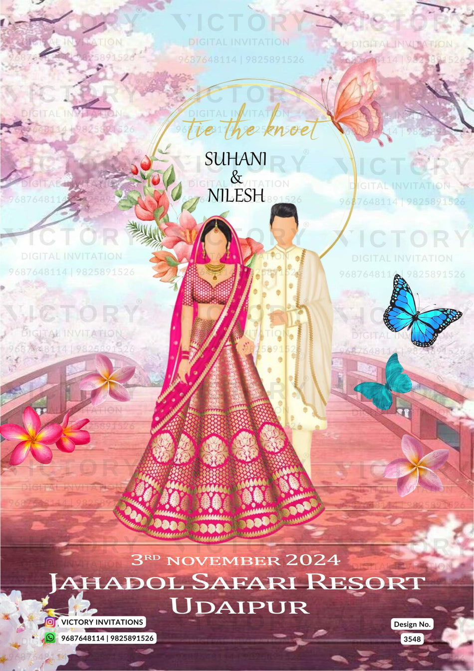 Save the Date card in english language with asthetic theme design 3548