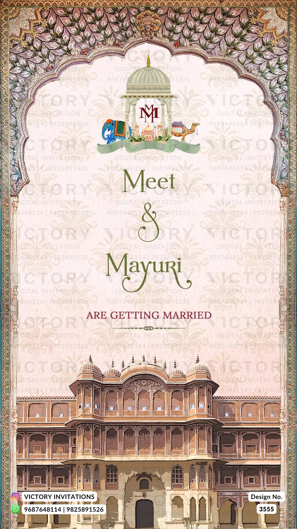 stylish couple caricature invitation card for Save the Date in English language with vintage theme design 3555