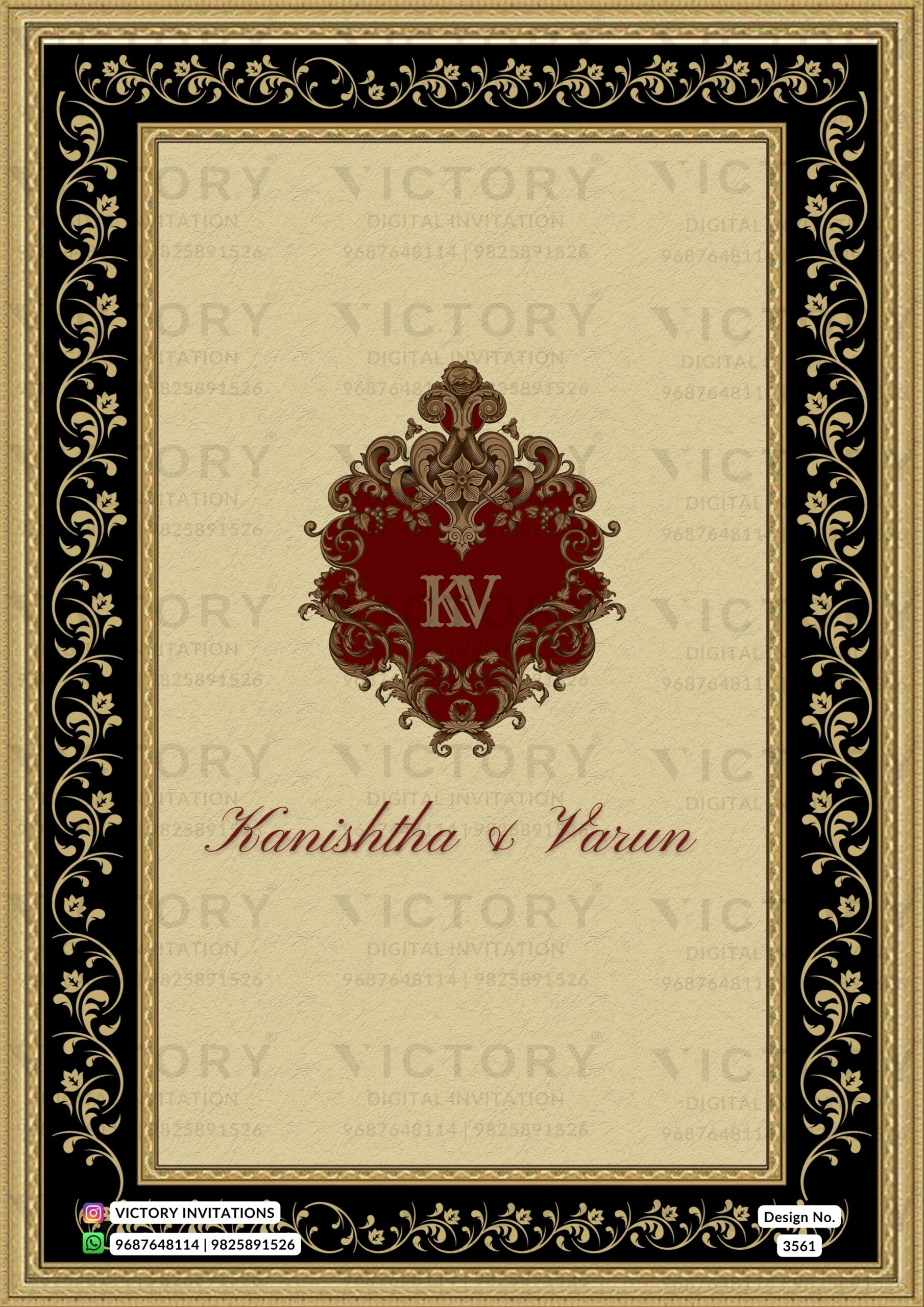 Wedding ceremony invitation card of hindu rajasthani rajput family in English language with Vintage theme design 3561