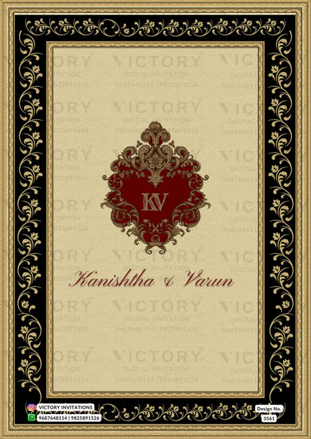 Wedding ceremony invitation card of hindu rajasthani rajput family in English language with Vintage theme design 3561