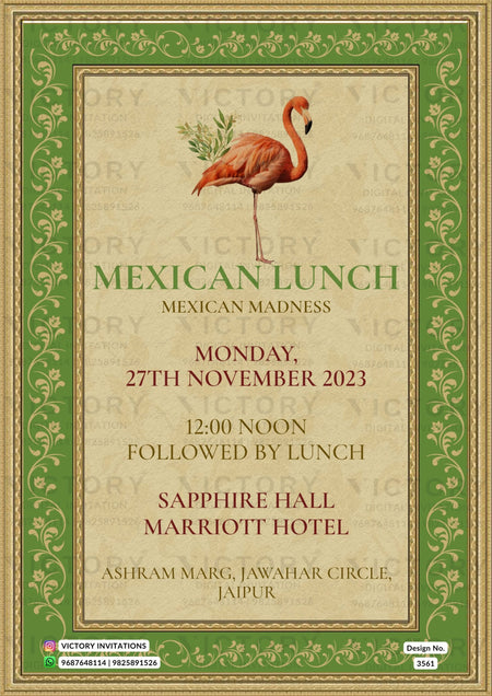 Wedding ceremony invitation card of hindu rajasthani rajput family in English language with Vintage theme design 3561