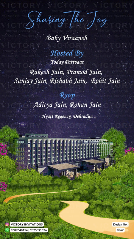 Wedding ceremony invitation card of hindu north indian family in English language with destination theme design 3567
