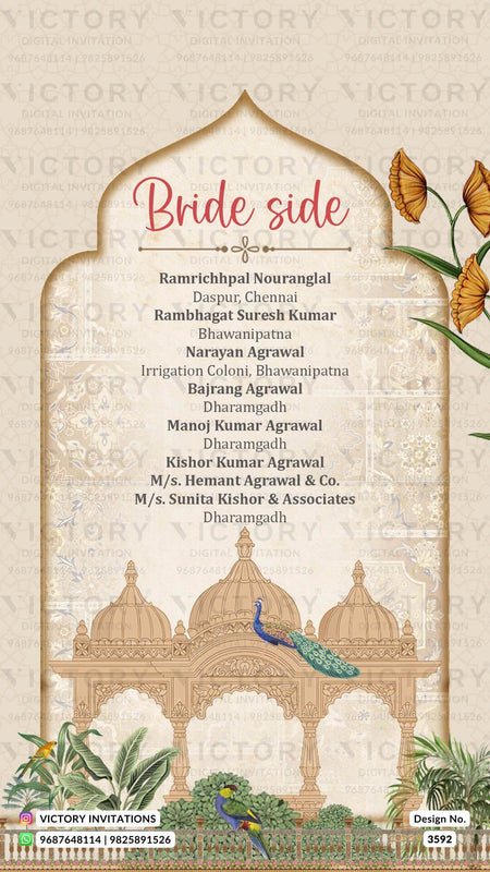Wedding ceremony invitation card of hindu Odiya family in English language with Vintage theme design 3592