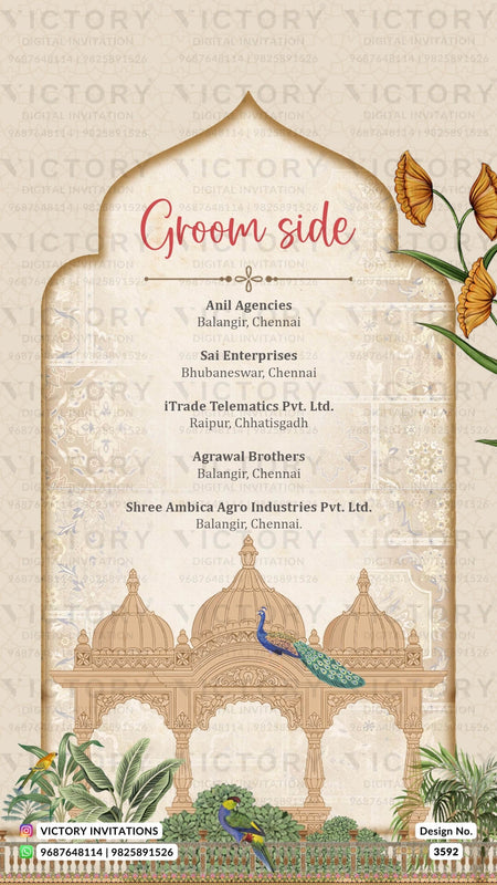 Wedding ceremony invitation card of hindu Odiya family in English language with Vintage theme design 3592