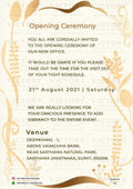 Opening invitation card in english language with leaves as golden leaves theme design 361