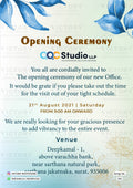 Opening invitation card in english language with levaes as minimalistic theme design 362