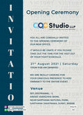 Opening invitation card in english language with minimalistic theme design 363