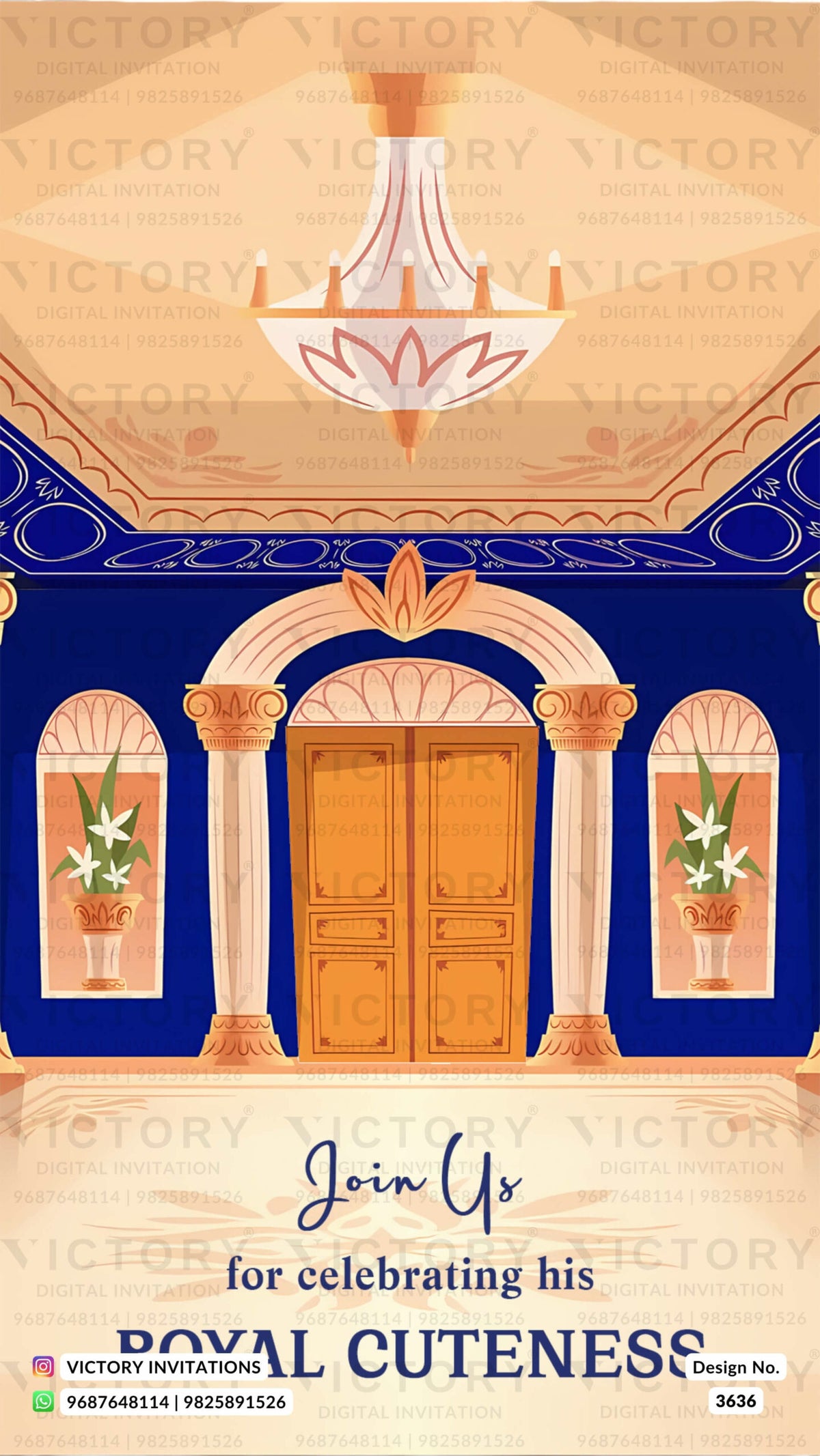 Birthday party invitation card in English language with old paper roll as royal theme design 3636