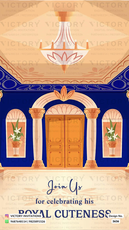 Birthday party invitation card in English language with old paper roll as royal theme design 3636