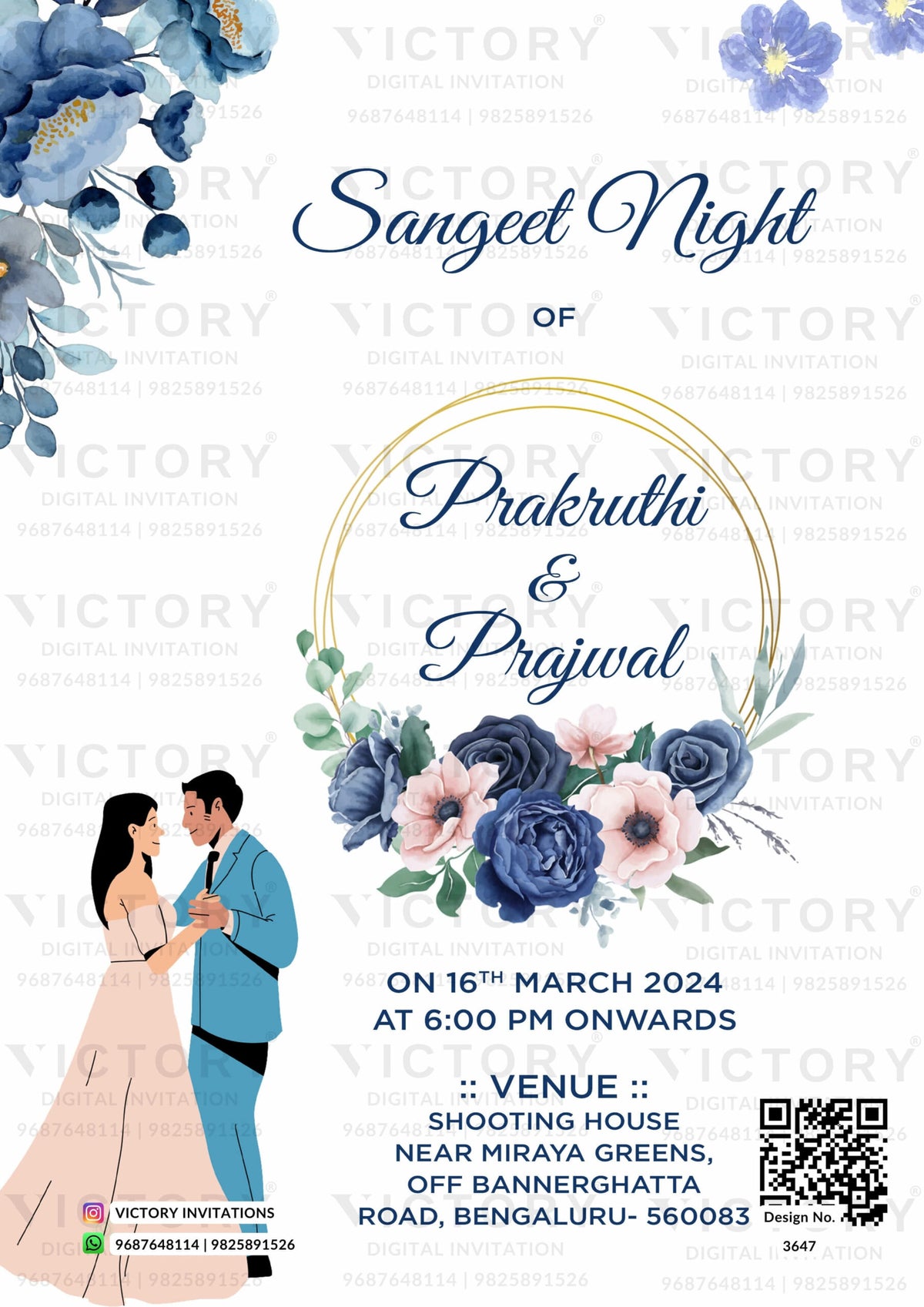 Wedding ceremony invitation card of hindu south indian kannada family in English language with Arch theme design 3647