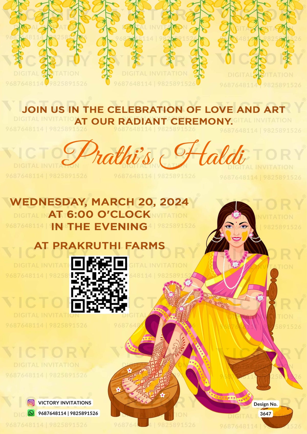 Wedding ceremony invitation card of hindu south indian kannada family in English language with Arch theme design 3647