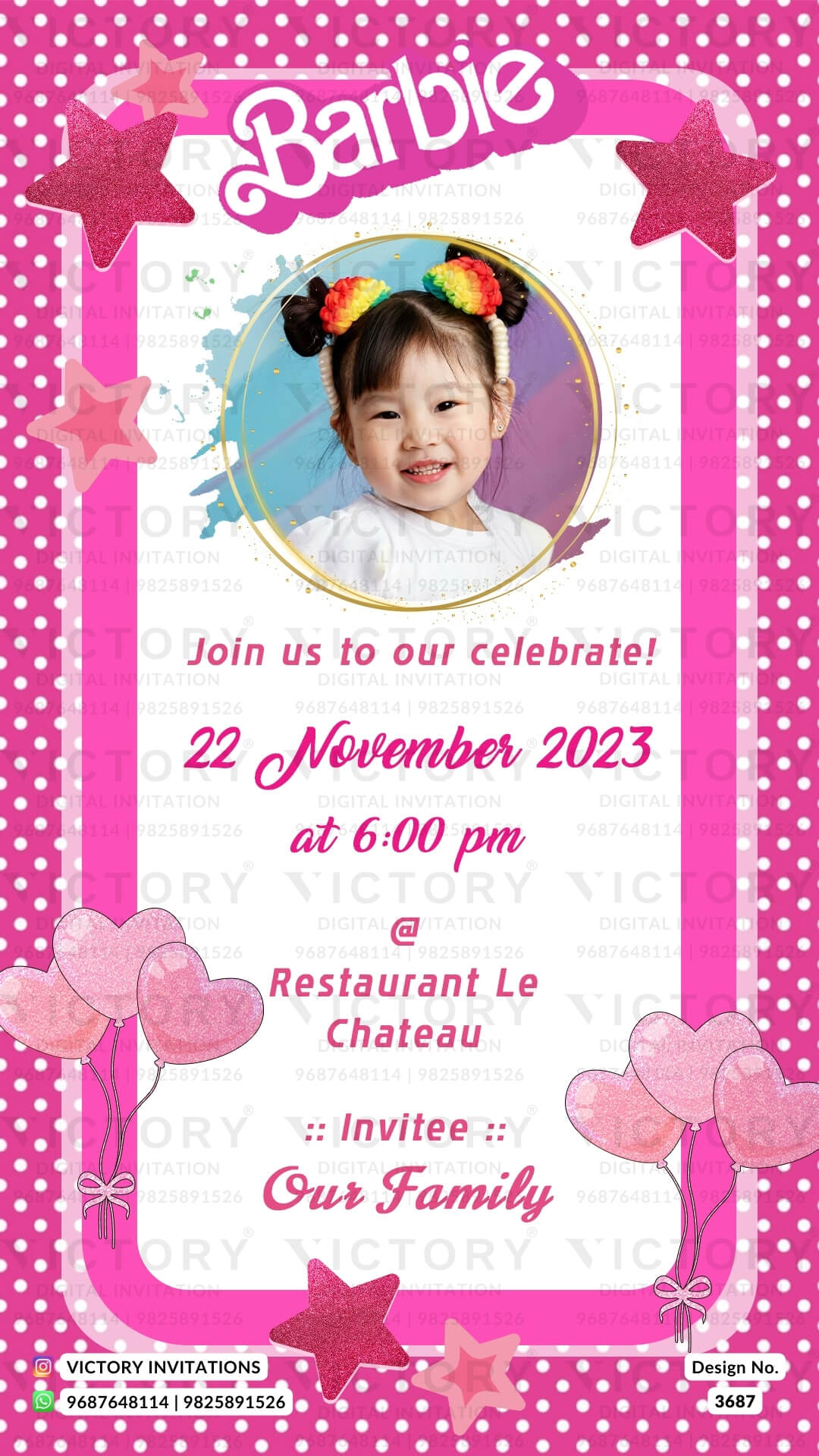 Barbie Themed Invitation Template Birthday Party Invitation Card