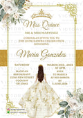 Sweet 16 Birthday party invitation card for girl in english language with frame, proncess, flowers as floral theme design 3693