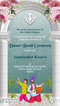 Dastar Bandi Turban ceremony invitation card in english language with punjabi doodle, punjabi logo as gate theme design 3705