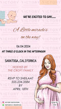 Baby Announcement invitation card in english language with baby doodle as women doodle as minimalistic theme design 3727