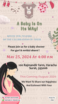 Baby Announcement invitation card in english language with clothes, cloud as playful theme design 3728
