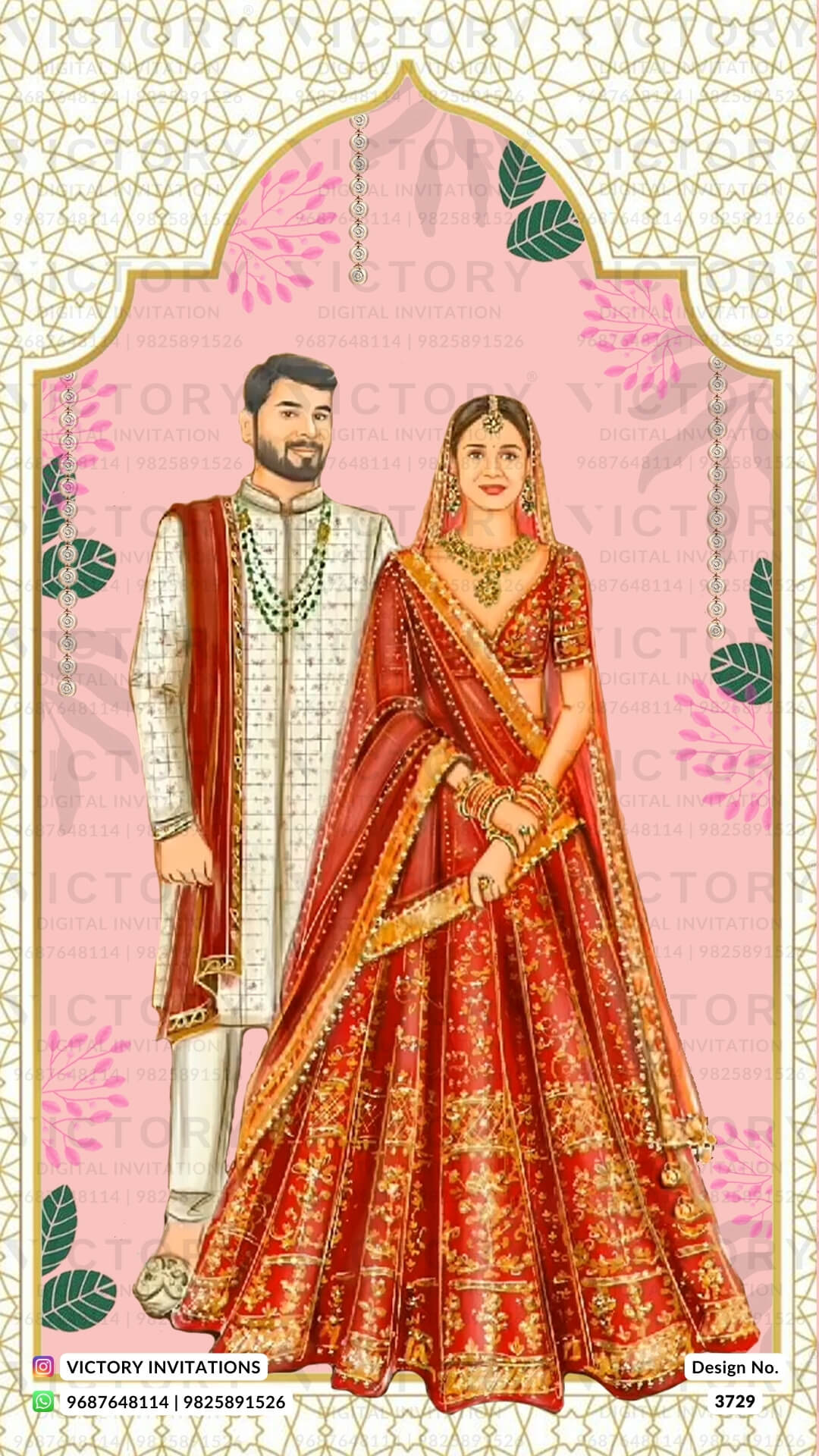 Baby Announcement invitation card in english language with couple doodle, leaves as romantic theme design 3729