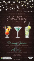 Cocktail Party invitation card in english language with glitter theme design 3735