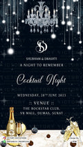 Cocktail Party invitation card in english language with glittery theme design 3736