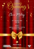 Opening invitation card in english language with ribin as curtain theme design 3741