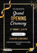 Opening invitation card in english language with ribin as glittery theme design 3742