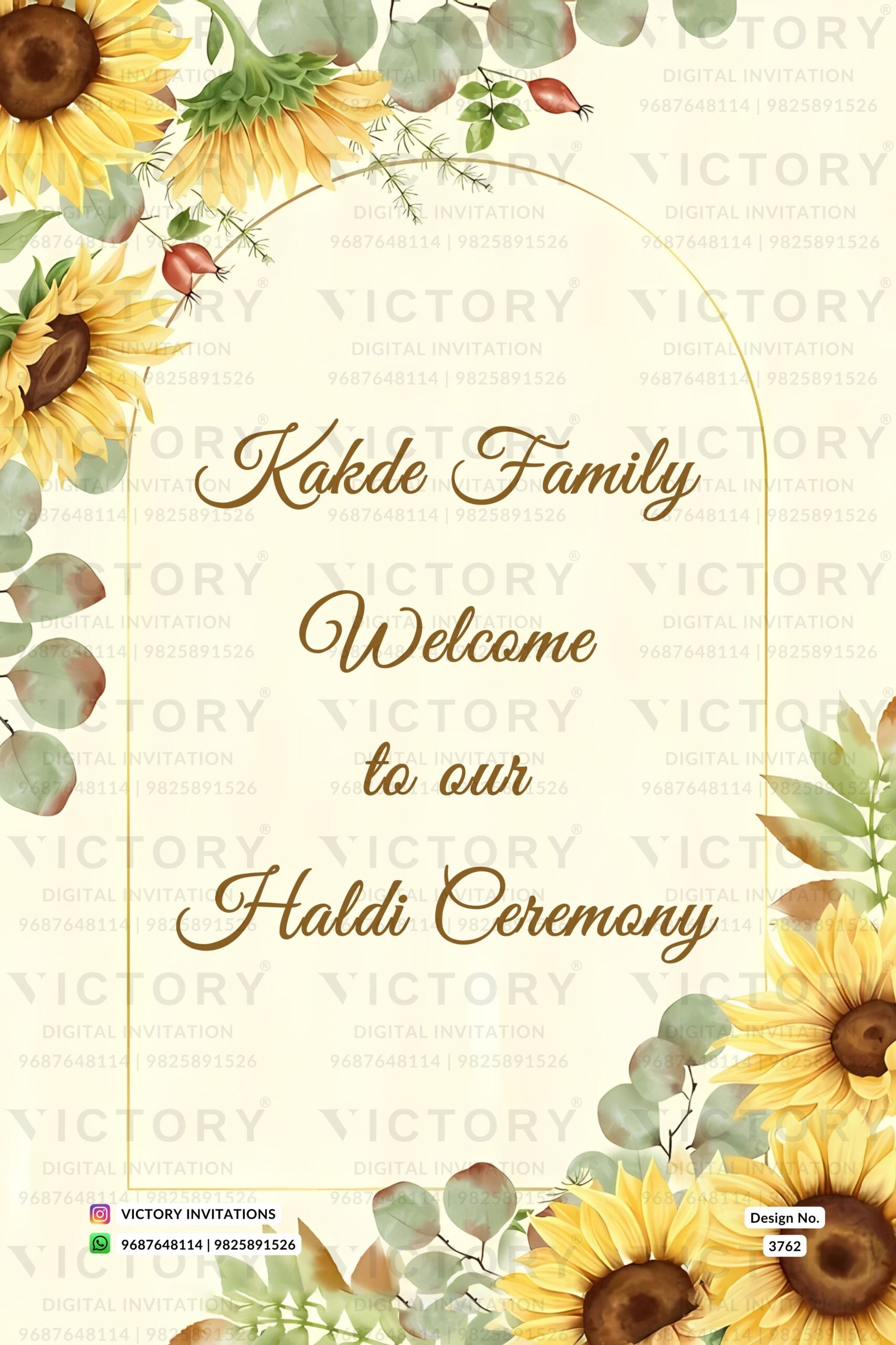 Haldi Welcome Standee design in english language with floral theme design 3762