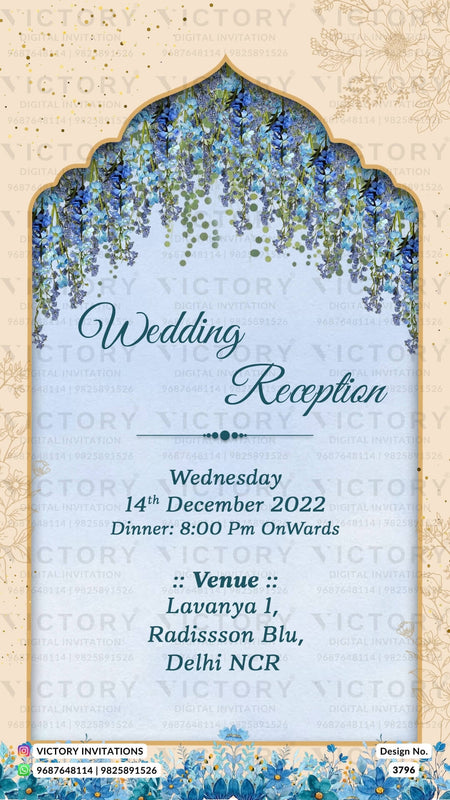 Wedding ceremony invitation card of hindu punjabi haryanvi family in English language with Arch theme design 3796
