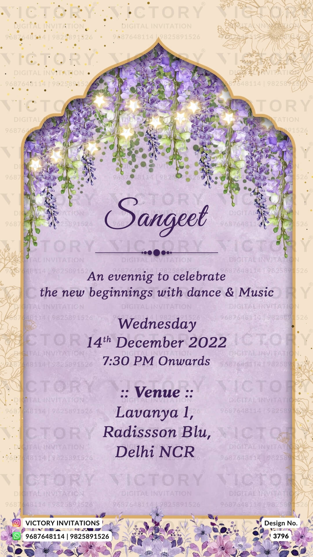 Wedding ceremony invitation card of hindu punjabi haryanvi family in English language with Arch theme design 3796