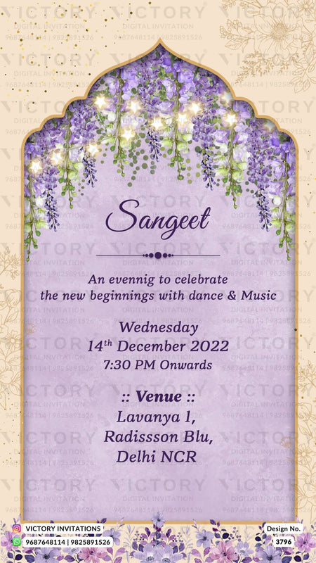 Wedding ceremony invitation card of hindu punjabi haryanvi family in English language with Arch theme design 3796