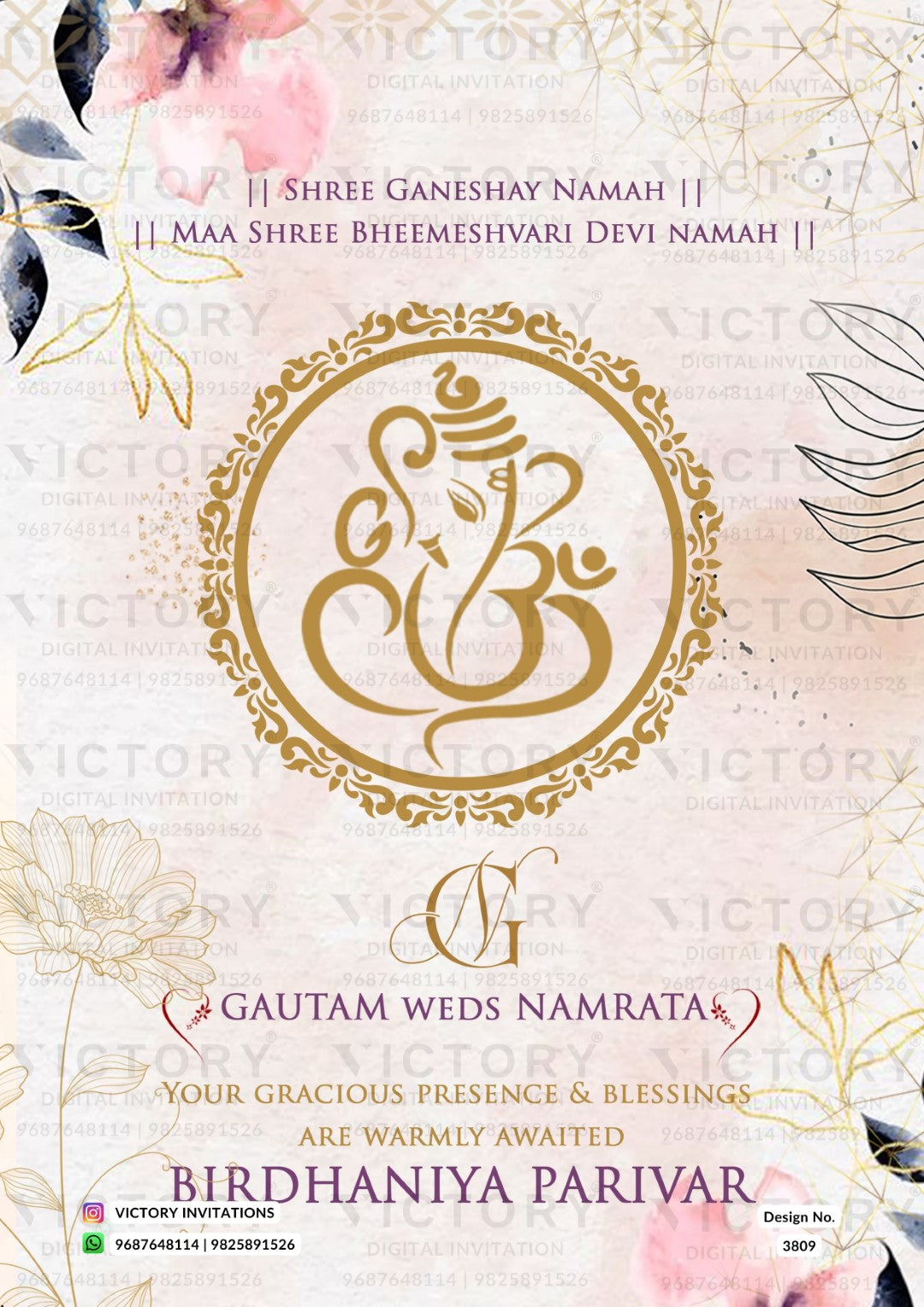 Romantic couple caricature invitation card for wedding ceremony of hindu modern family in english language with two state theme design 3809