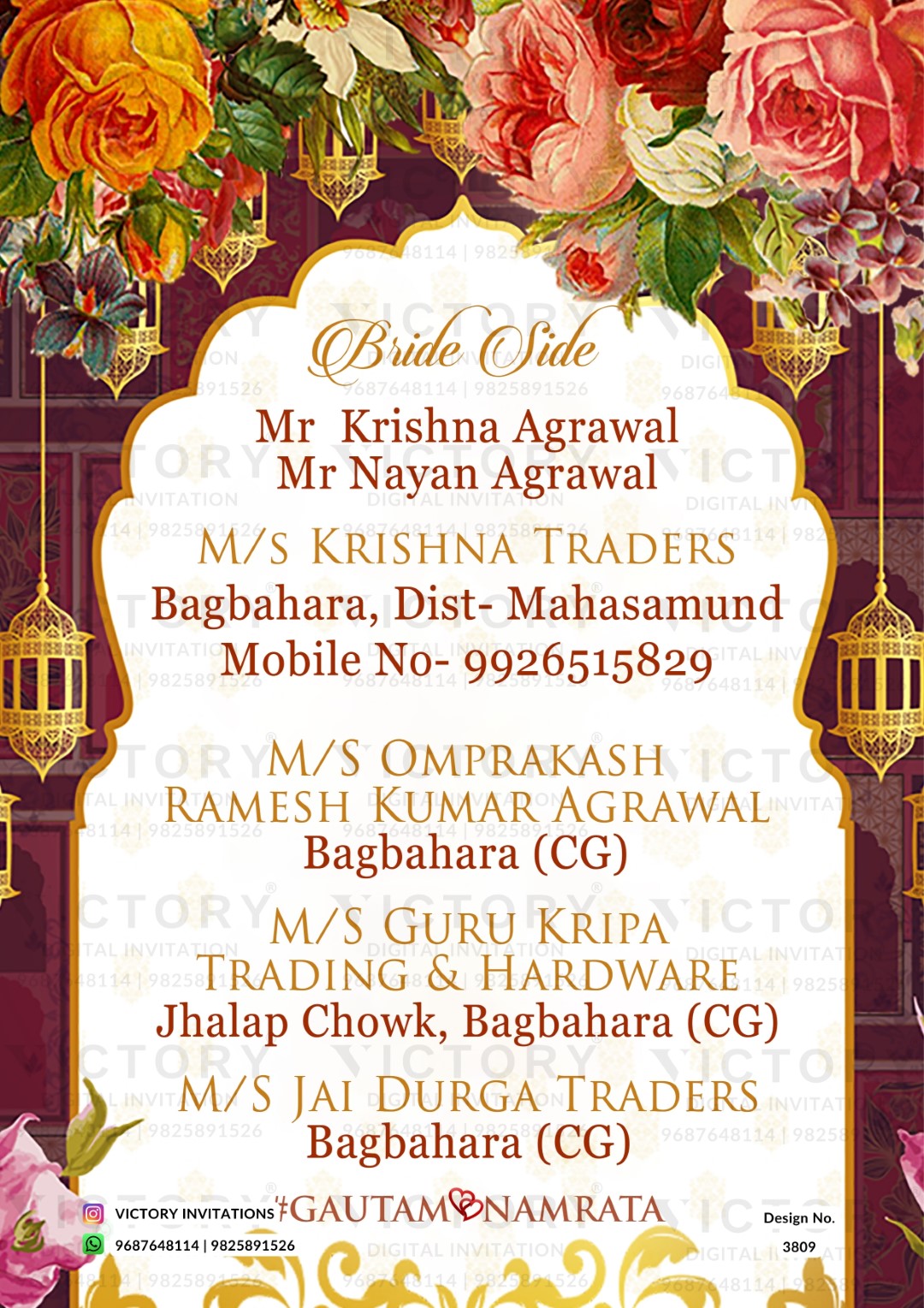Romantic couple caricature invitation card for wedding ceremony of hindu modern family in english language with two state theme design 3809