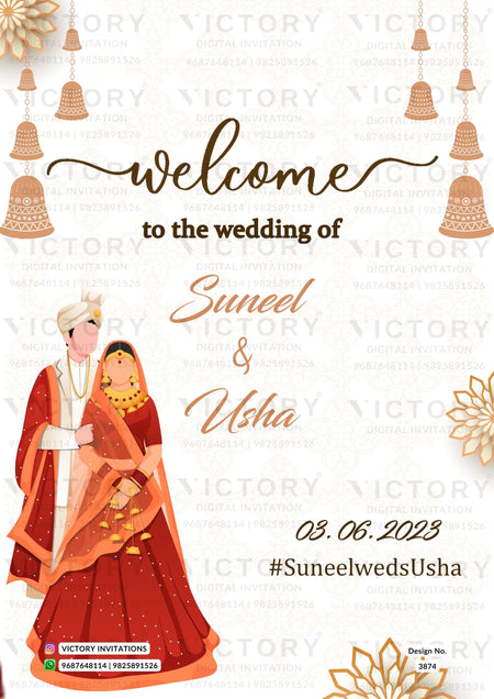 Wedding Welcome Standee design in english language with minimalistic theme design 3874