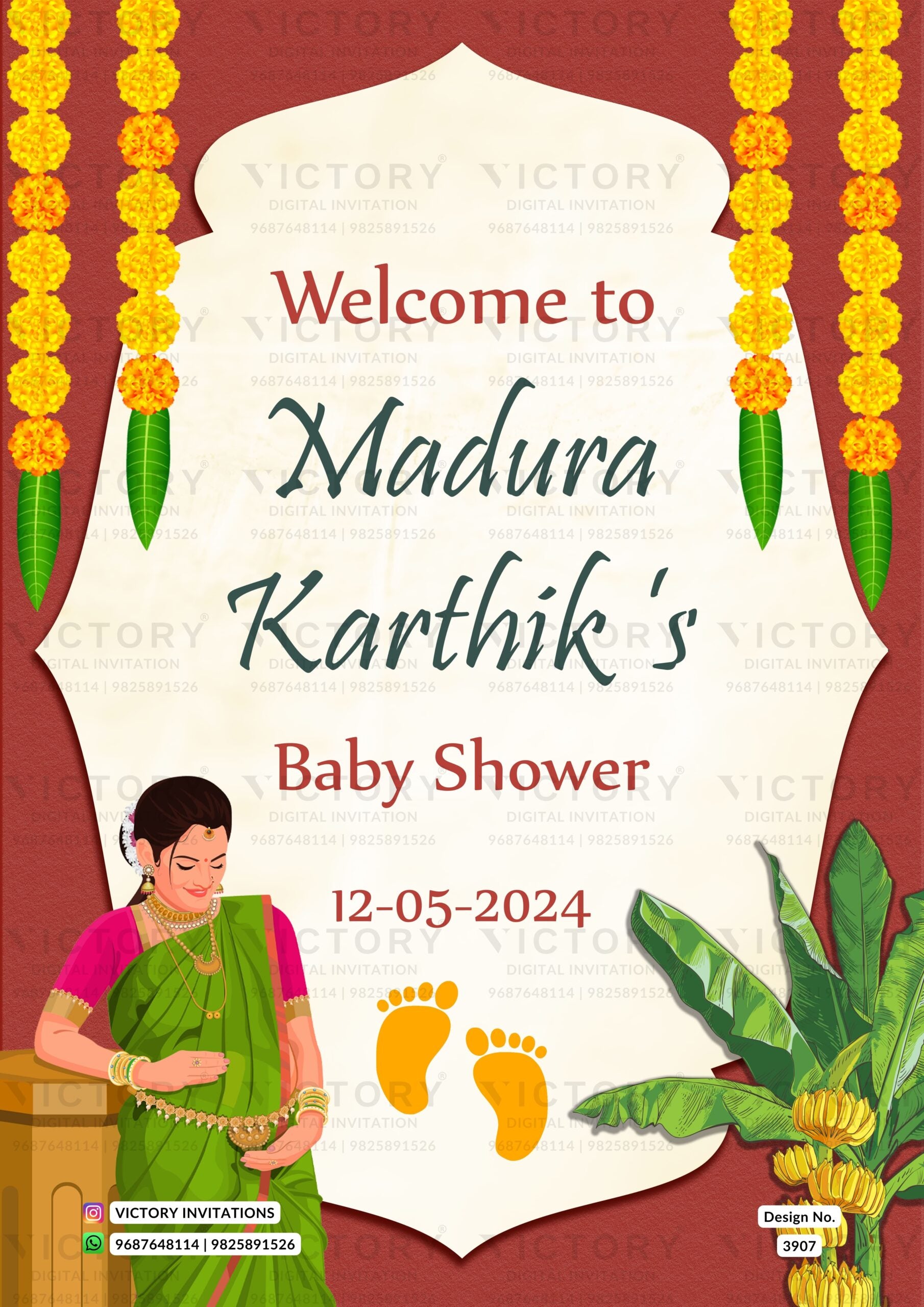 Baby Shower Welcome Standee design in english language with arch theme design 3907