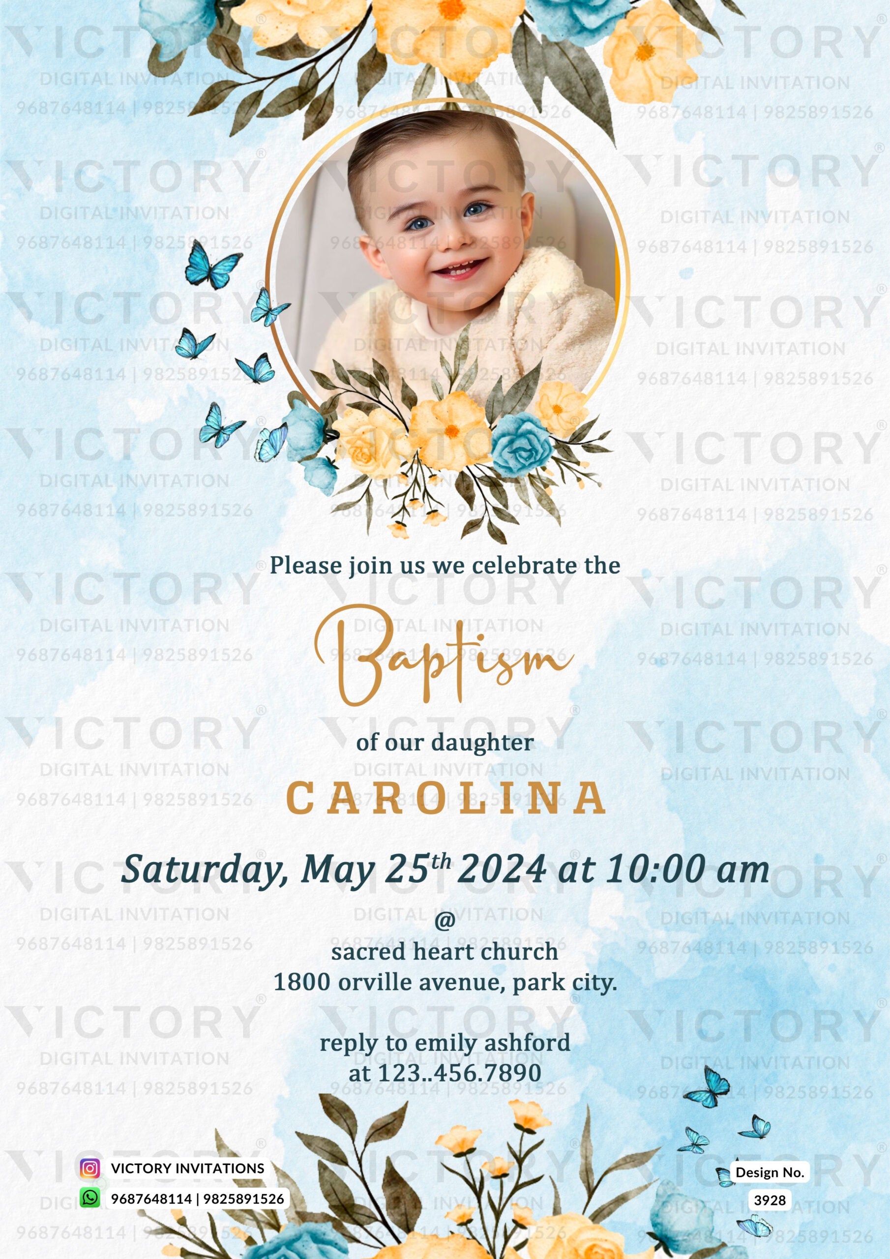 Baptismal Invitation Card Design Floral Baptism Invitation Card Design