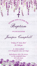 Baptism ceremony invitation card in english language with flowers as floral theme design 395