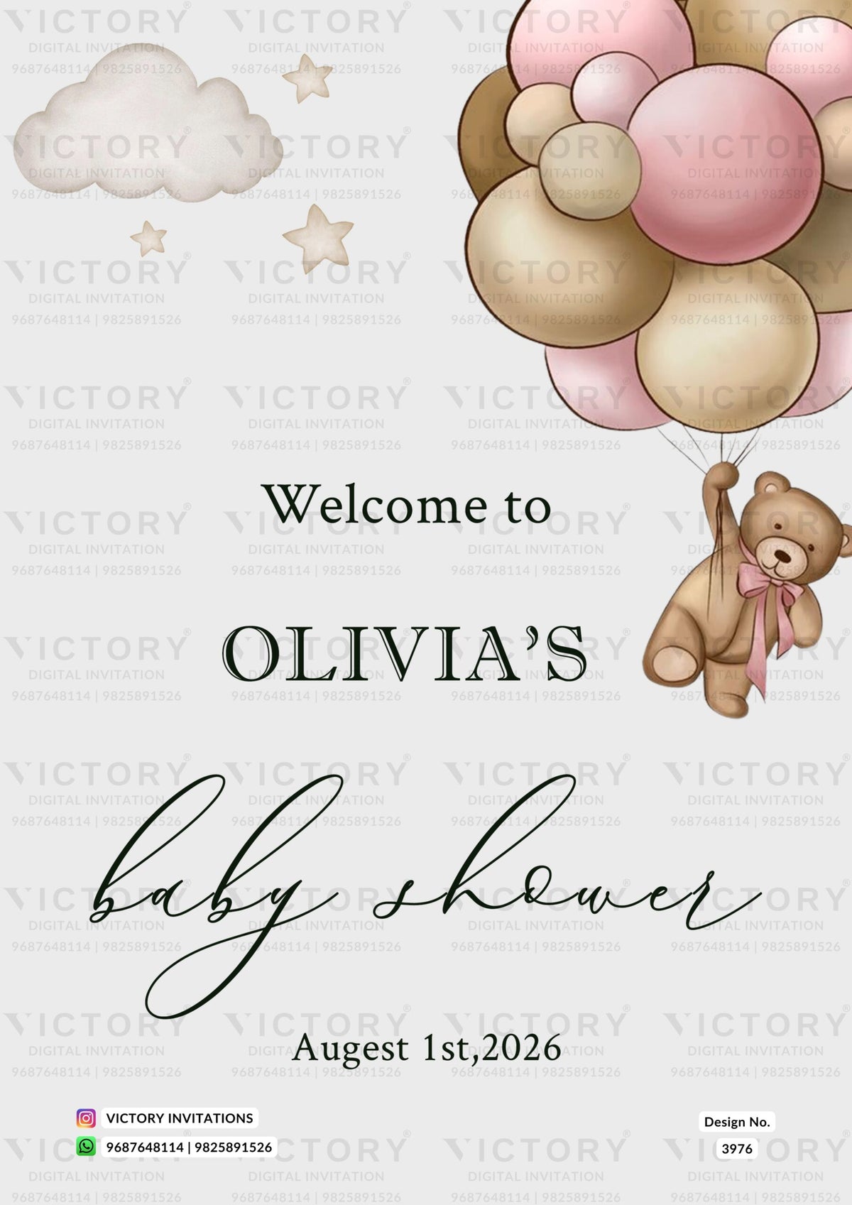 Baby Shower Welcome Standee design in english language with cartoonish theme design 3976