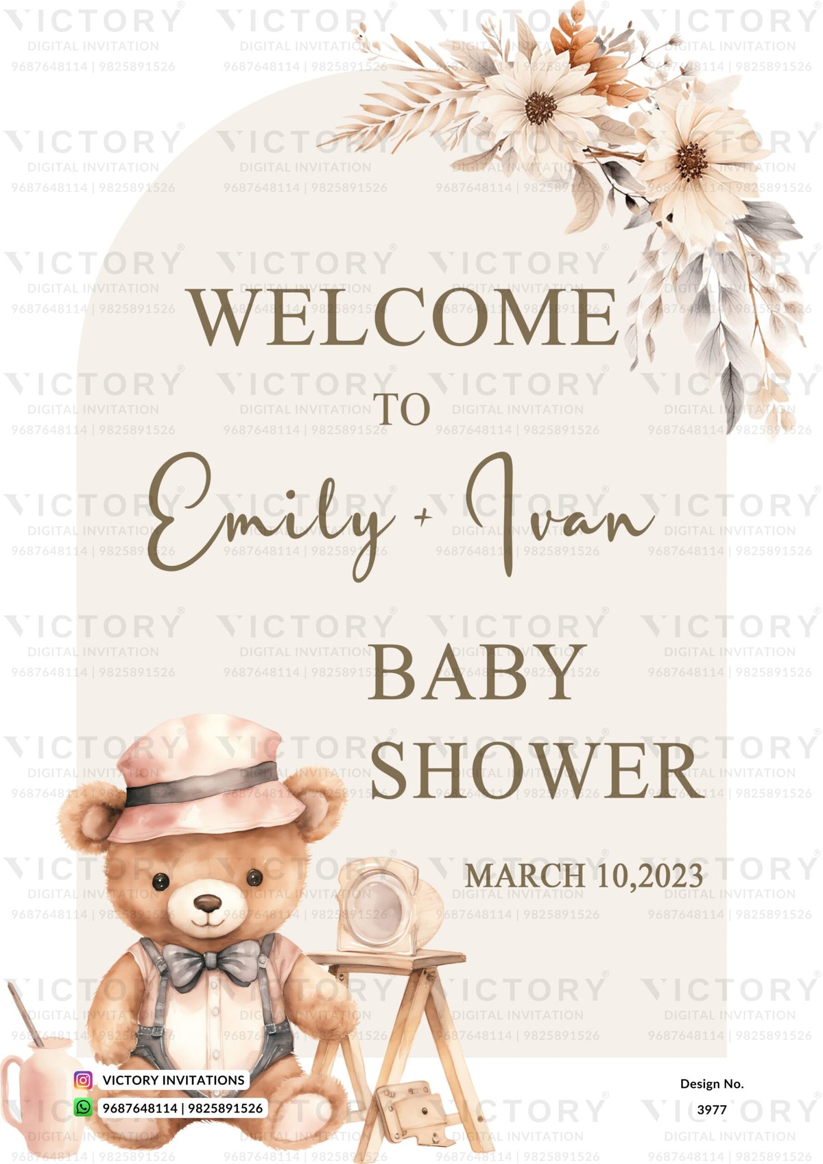 Baby Shower Welcome Standee design in english language with cartoonish theme design 3977